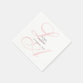 Serviette En Papier Élégante serviettes Mariage Monogramme Rose (Coin)