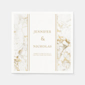 Serviette En Papier Élégante serviettes Mariage or et Marbre blanc (Devant)