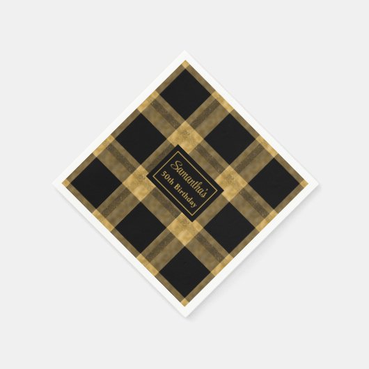 Serviette En Papier Élégante serviettes Parties scintillant d'or noir (Coin)