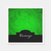 Serviette En Papier Élégante serviettes personnalisées en noir et vert (Devant)