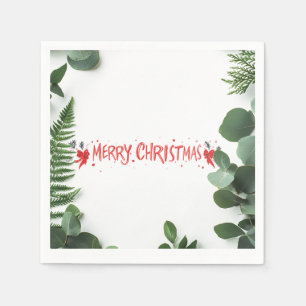 Serviette En Papier Élégante serviettes vertes "Joyeux Noël"