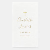 Serviette En Papier Élégante signature en écriture script Or Baptême (Devant)