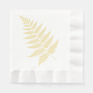 Serviette En Papier Élégante silhouette de fougère jaune boutonnée bot