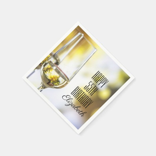 Serviette En Papier Élégante Soirée Bokeh Gold Bokeh, 55e anniversaire (Coin)