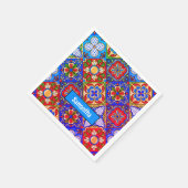 Serviette En Papier Elégante talavera mexicaine carrelage bleu violet  (Coin)