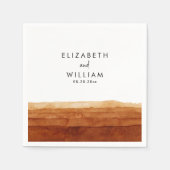 Serviette En Papier Élégante Terracotta Abstrait Mariage du désert (Devant)