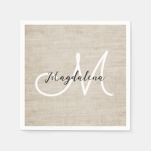 Serviette En Papier Élégante texture de lin beige (Devant)