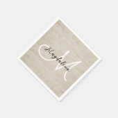 Serviette En Papier Élégante texture de lin beige (Coin)