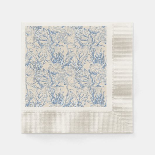 Serviette En Papier Élégante toile bleue océane (Devant)