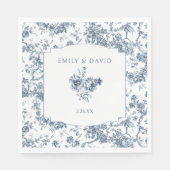 Serviette En Papier Élégante toile Florale Bleue Française Gravée (Devant)