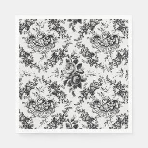 Serviette En Papier Élégante toile noire française gravée