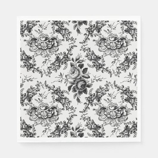 Serviette En Papier Élégante toile noire française gravée (Devant)