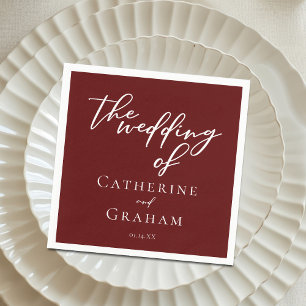 Serviette En Papier Élégante typographie bourguignonne Mariage du soir