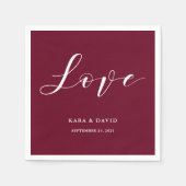 Serviette En Papier Élégante typographie | Marsala Amour Mariage (Devant)