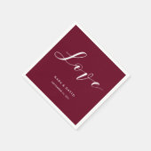 Serviette En Papier Élégante typographie | Marsala Amour Mariage (Coin)