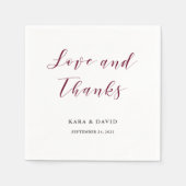 Serviette En Papier Élégante typographie | Marsala Mariage (Devant)