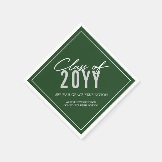 Serviette En Papier Élégante Typographie Vert foncé N'importe quelle a (Coin)