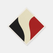 Serviette En Papier Elégante vague minimale en rouge, noir et crème (Coin)