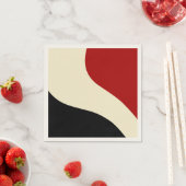 Serviette En Papier Elégante vague minimale en rouge, noir et crème (En situation)
