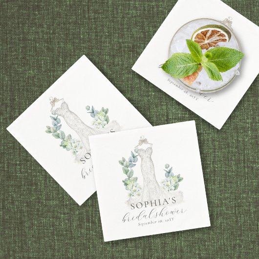 Serviette En Papier Élégante verdure Boho Script Papier Napkin