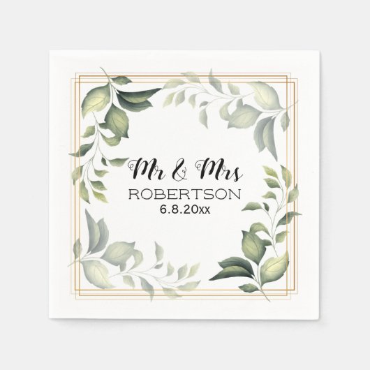 Serviette En Papier Élégante verdure botanique (Devant)