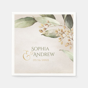 Serviette En Papier Elégante verdure botanique vintage mariage rustiqu