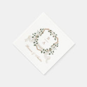 Serviette En Papier Élégante verdure Branche Ivy Crest Mariage (Coin)