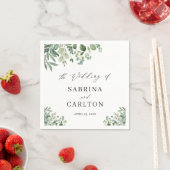 Serviette En Papier Elégante verdure Eucalyptus Feuille Mariage (En situation)