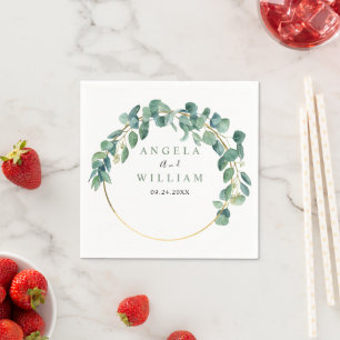 Serviette En Papier Elégante verdure Eucalyptus Feuille Mariage