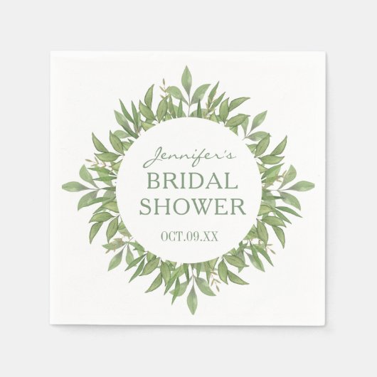 Serviette En Papier Élégante verdure Fête des mariées florale serviett (Devant)