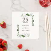 Serviette En Papier Élégante verdure Florale 25e anniversaire Mariage (En situation)
