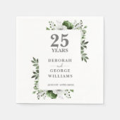 Serviette En Papier Élégante verdure Florale 25e anniversaire Mariage (Devant)