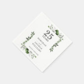 Serviette En Papier Élégante verdure Florale 25e anniversaire Mariage (Coin)