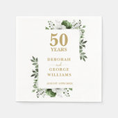 Serviette En Papier Élégante verdure Florale 50e anniversaire Mariage (Devant)