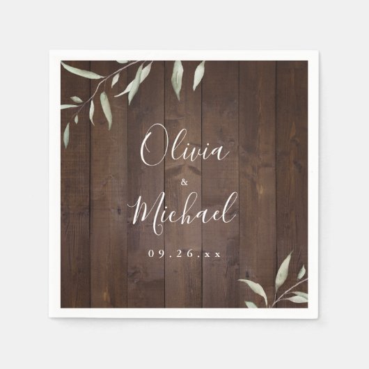 Serviette En Papier Élégante verdure grange bois comté mariage rustiqu (Devant)