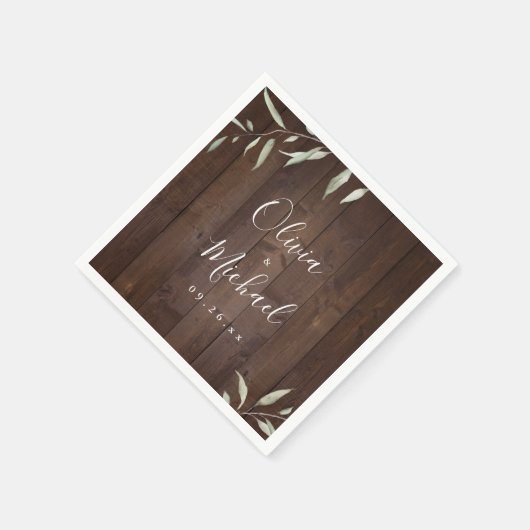 Serviette En Papier Élégante verdure grange bois comté mariage rustiqu (Coin)