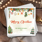 Serviette En Papier Élégante verdure hivernale Joyeux Naples de Noël