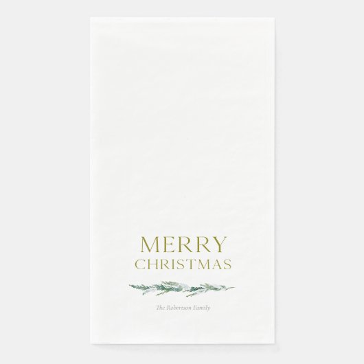 Serviette En Papier Élégante verdure hivernale Joyeux Noël (Devant)