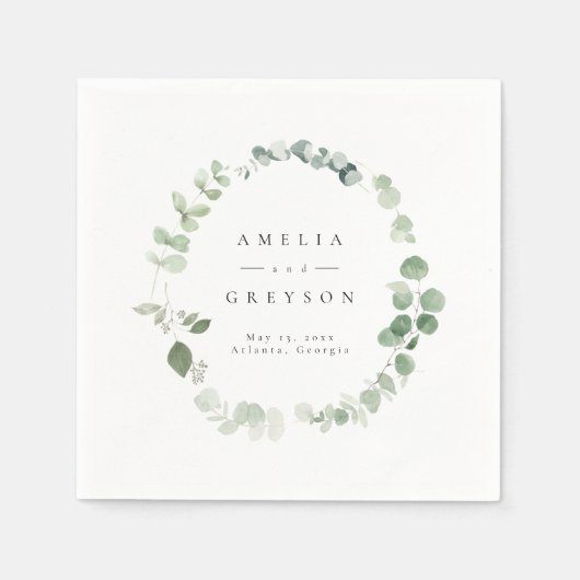 Serviette En Papier Élégante verdure Mariage Cocktail Papier de Cockta (Devant)