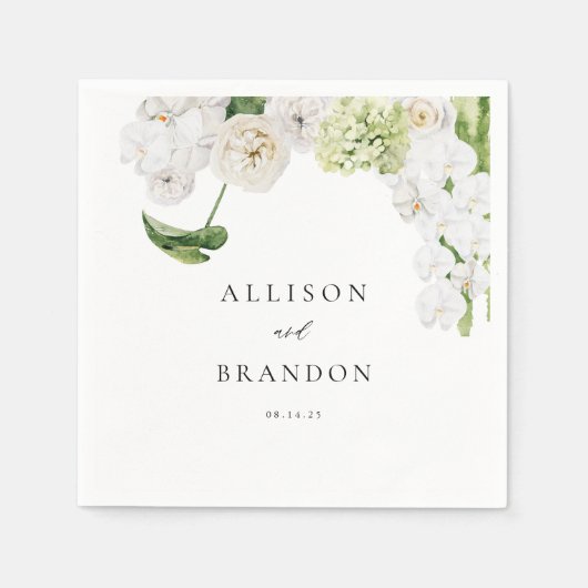 Serviette En Papier Élégante verdure Mariage Floral (Devant)