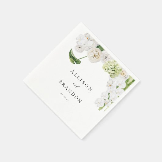 Serviette En Papier Élégante verdure Mariage Floral (Coin)