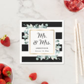 Serviette En Papier Elégante verdure Mariage noir et blanc (En situation)