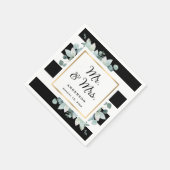 Serviette En Papier Elégante verdure Mariage noir et blanc (Coin)