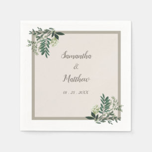 Serviette En Papier Elégante verdure Mariage personnalisé