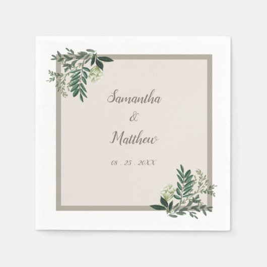 Serviette En Papier Elégante verdure Mariage personnalisé (Devant)