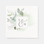 Serviette En Papier Élégante verdure Monogram Mariage serviettes (Devant)