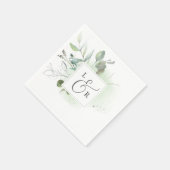 Serviette En Papier Élégante verdure Monogram Mariage serviettes (Coin)