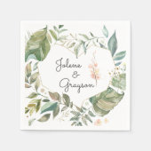 Serviette En Papier Élégante verdure rose Floral Mariage personnalisé (Devant)
