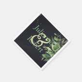 Serviette En Papier Élégante verdure sur serviettes noires (Coin)