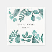 Serviette En Papier Elégante verdure Turquoise Aquarelle Mariage moder (Devant)